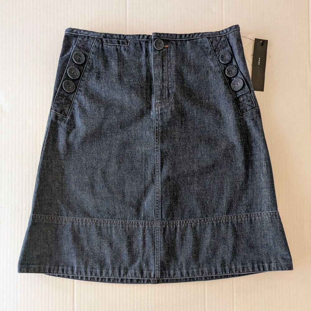 Denim Skirt with Button Detail